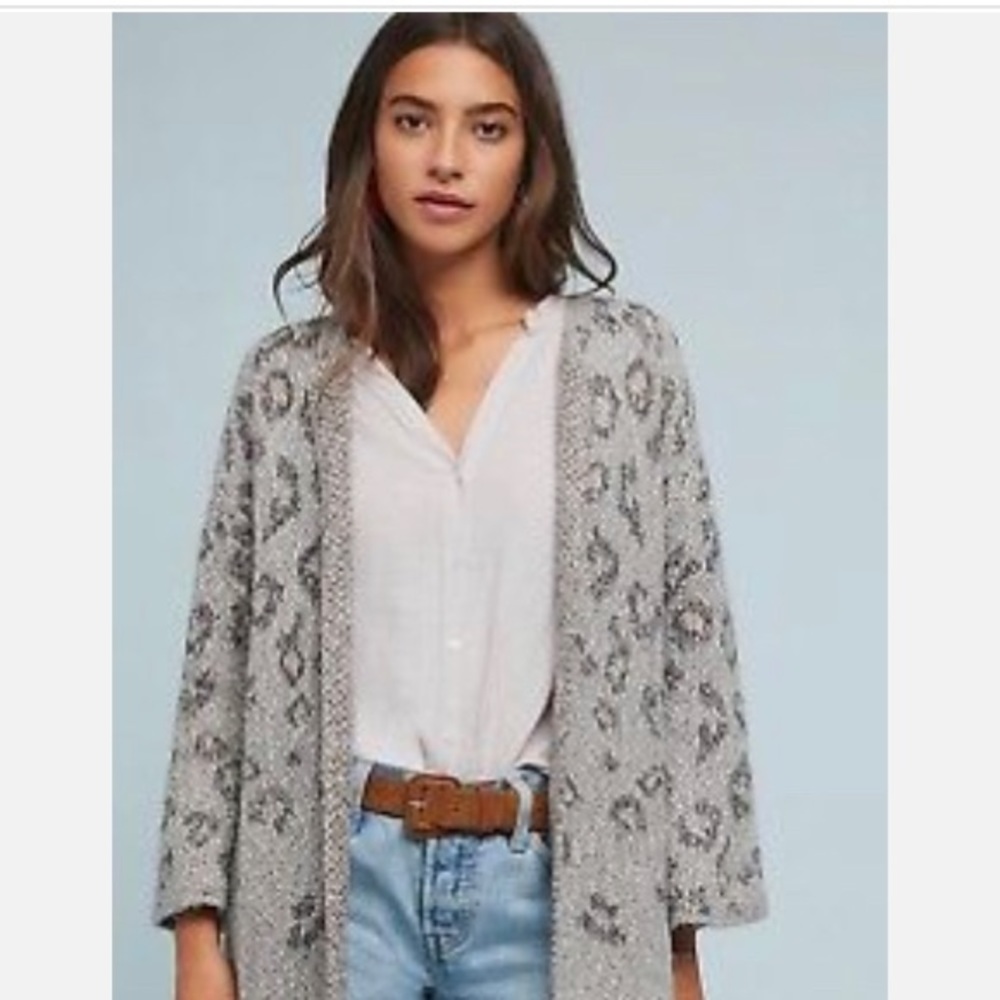 NWT Never worn Cupcakes & Cashmere Animal Print Cardigan Small